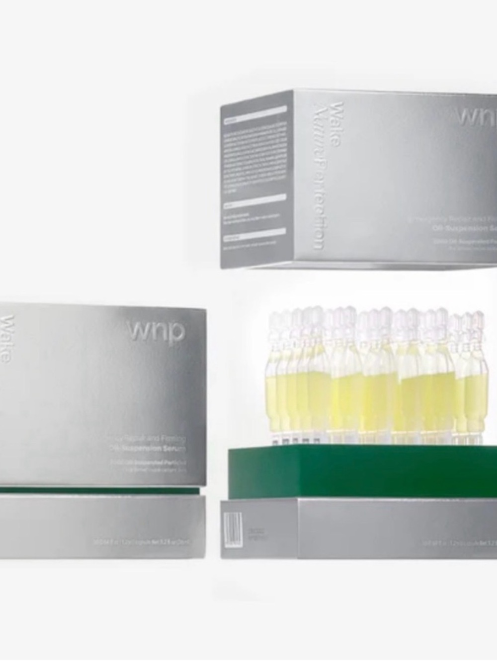 WNP White Vial Ampoule Serum Set - Silver & Green with Yellow Serum